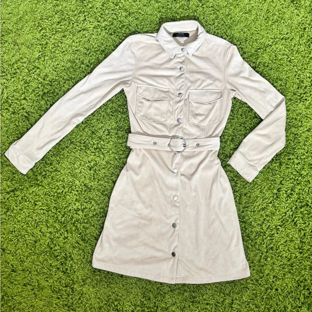 Creamy suede trench coat/dress - Picture 2 of 7